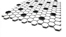 White and Black 1" Mix Shiny Hexagon Porcelain Mosaic Floor Wall Backsplash Bath