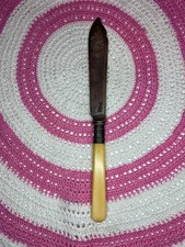 VINTAGE BONE HANDLE SILVER PLATED FISH KNIFE WITH DECORATIVE ENGRAVING