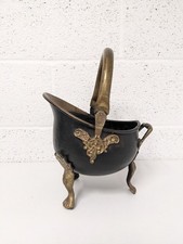Brass Footed Coal Scuttle /w Handle 