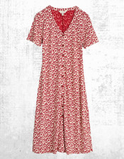 Ex Seasalt Women’s Short Sleeve Cotton Tea Dress in Dahila Retro Floral