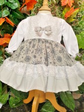 DREAM  sale 0-6 YEARS BABY  girls silver grey frilly traditional  lined dress