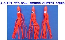 3 GIANT SQUID 30cm RED GLITTER
