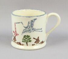 BRIXTON POTTERY Vintage Spongeware Small MUG Stork & Baby Christening Mug