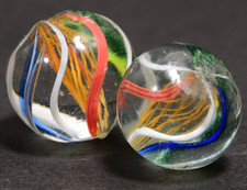 Same Cane Pair Peewee Latticino German Handmade Antique Marbles 1/2'' 12.5mm