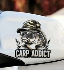 CARP ADDICT FISHING WATERPROOF CAR Vinyl Decal Sticker Window Bumper Door Laptop