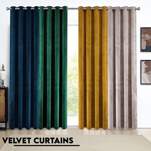Velvet curtains pair - velvet,