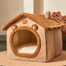 Pet Cat Kitten Dog Beds Igloo Fleece Bed Pyramid Cozy Washable Warm House Cave