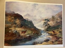 Scottish Highlands wild life  Deer art PRINT Glen Shiel by Prudence Turner