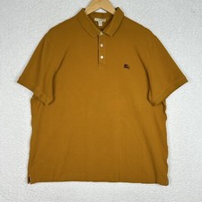 Burberry Brit Polo Shirt Mens Sz 3XL Mustard Yellow Embroidered Logo Novacheck