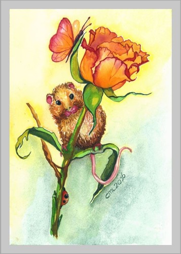 Harvest mouse orange rose - harvest, on