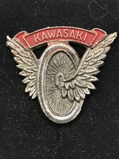 Kawasaki winged wheel motorcycle cast badge