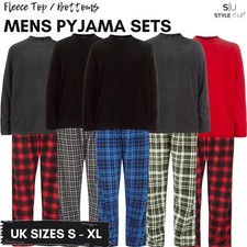 Mens Fleece Pyjama Set Long