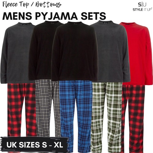 Mens fleece pyjama set long - fleece,