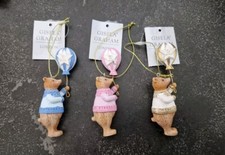 🐻 3x Teddy Bear Gisela Graham Christmas Decorations. Brand New. Beautiful. 