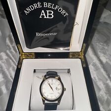 Gold & white Andre Belfort Empereur 42mm Automatic watch, black leather strap