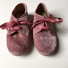 Bass Girls Pink Ballerina Party Jazz Shoes Glitter Velvet Bow Ribbon Laces-12 UK