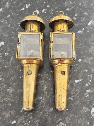 Pair vintage brass carriage - brass,