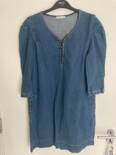 Whistles Denim Dress With Gold Buttons and Puff Sleeve Details Size UK 14