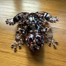RESIN Handmade Frog Ornament,Black,Pink & Pearl Decorative Mermaid Beads. Gift