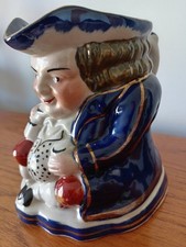 Superb antique large Staffordshire cobalt blue and gold Toby Jug. Allertons?