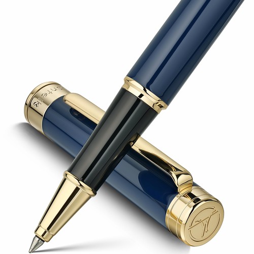 Blue lacquer rollerball pen - lacquer,