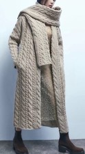ZARA CABLE-KNIT 100% WOOL COAT