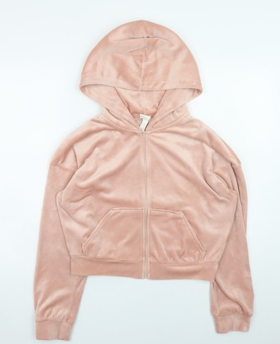 Women pink velour full zip - velour,