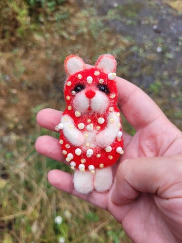 Hand felted mushroom bear - hand,