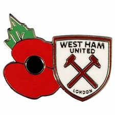 New West Ham Utd Remembrance Day P0ppy Badge, West Ham Fans Football Pin Badge