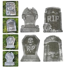  4 Pcs Tombstone Decorations Halloween Outdoor Headstones for Graves