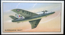 SUPERMARINE SWIFT  Royal Air Force  Jet Fighter  Vintage 1953 Card  JE09M