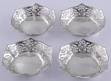 4 Antique SILVER Pierced Dishes Charles S Green & Co Birmingham 1923 2 1/4" 