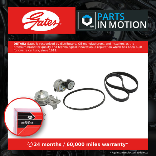 Water pump aux belt kit - pump, fits