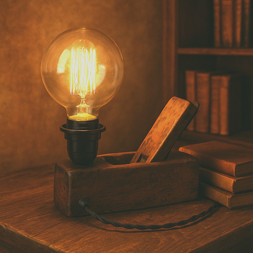 Vintage wooden plane - wooden, lamp