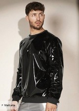 Men Black PVC Vinyl Patient