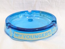 Vintage Wm Youngers McEwans Export Newcastle Brown Ale Blue Glass Ashtray