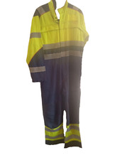 USED HI VIZ FLAME RETARD ANTISTATIC THERMAL/CHEMICAL HAZD WELDING OVERALL 44"