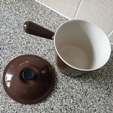 Vintage Le Creuset Brown Cast Iron Covered  Pan Hollow Handle