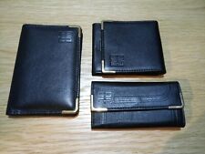 A set of DAKS black leather key wallet, coin purse and card wallet Made in UK