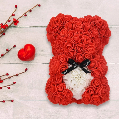 Artificial red white rose - red,