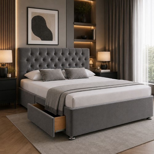 Plush velvet storage divan - divan, bed