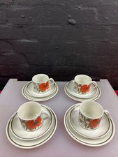 4 x J & G Meakin Poppy Tea Trios Cups Saucers and Side Plate Set