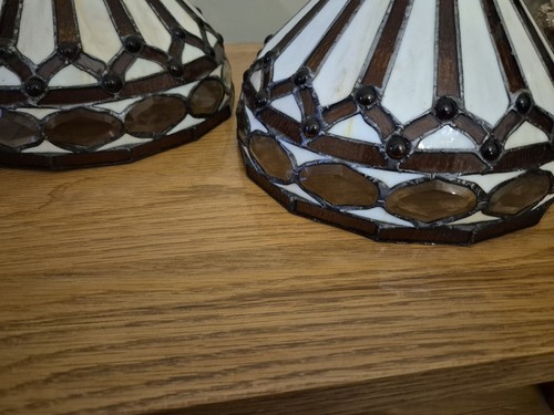 Pair leaded glass light - pair, of