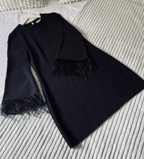 COAST Black Shift Feather Bell Sleeve Short Cocktail Formal Dress.UK10