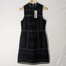 Topshop Embroidered Velvet Cutwork Shift Dress Black Size 10 Bnwt
