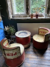 Home bar Coffee table & chairs Oil Drum  Furniture Man Cave Barrel petrolhead