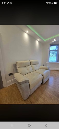 Cream leather recliner - cream, sofa
