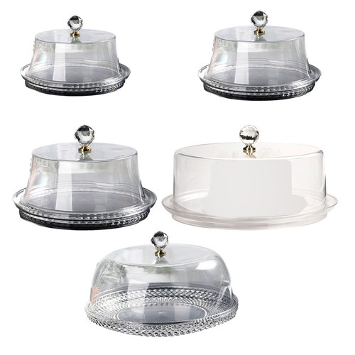 Clear cake stand with - cake, lid
