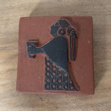 Thyssen Keramik Danish Clay Wall Tile Viking Maiden 2.5” X 2.5”