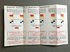 Vintage North Cornwall District Council Water Safety Sheet Bathing Flags